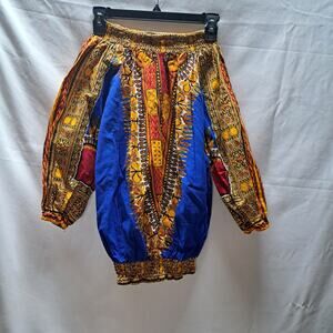 NF Dashiki African Hippie Unisex Smocked Tribal Ethnic Long Sleeve Top OSFM